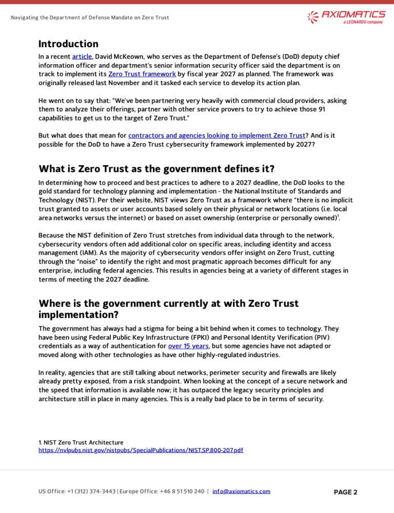 A sneak peek at how organizations can navigate the department of defense mandate on Zero Trust