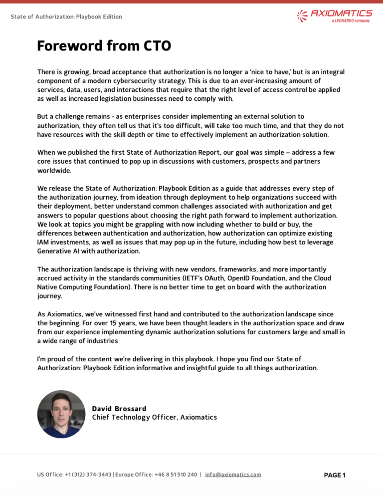 A look at the foreword in the State of Authorization playbook