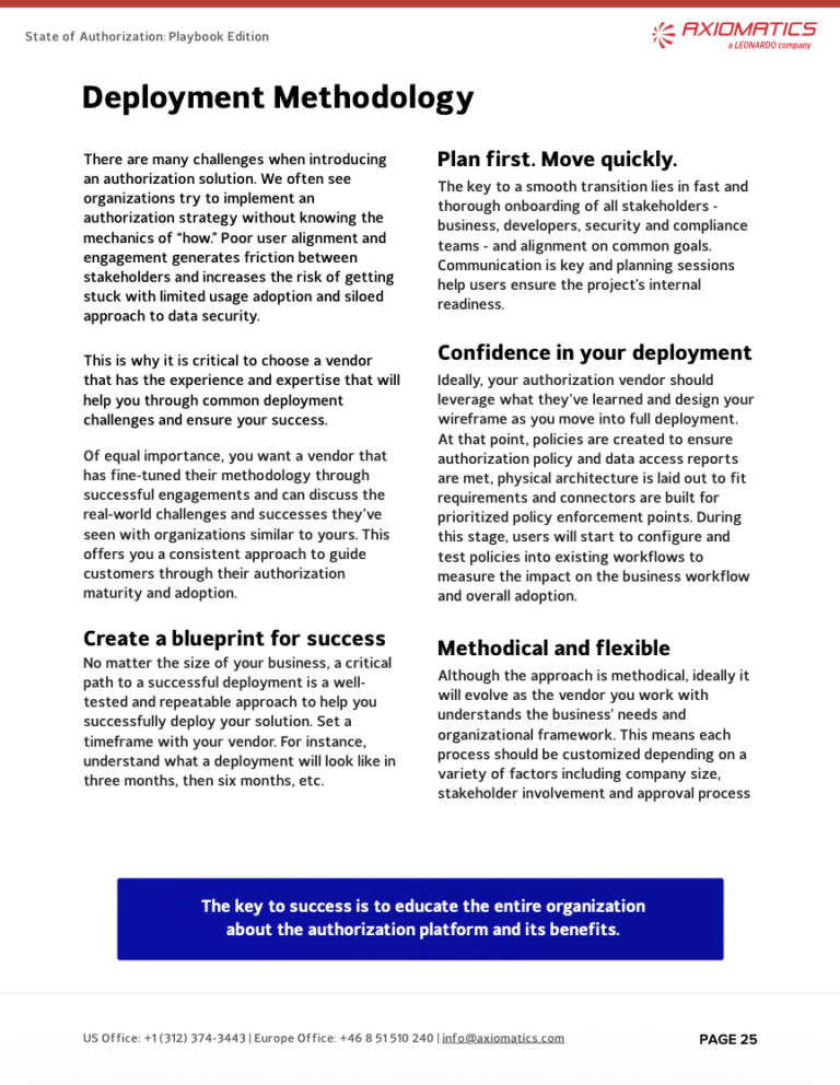 A look at the deployment methodology in the State of Authorization playbook