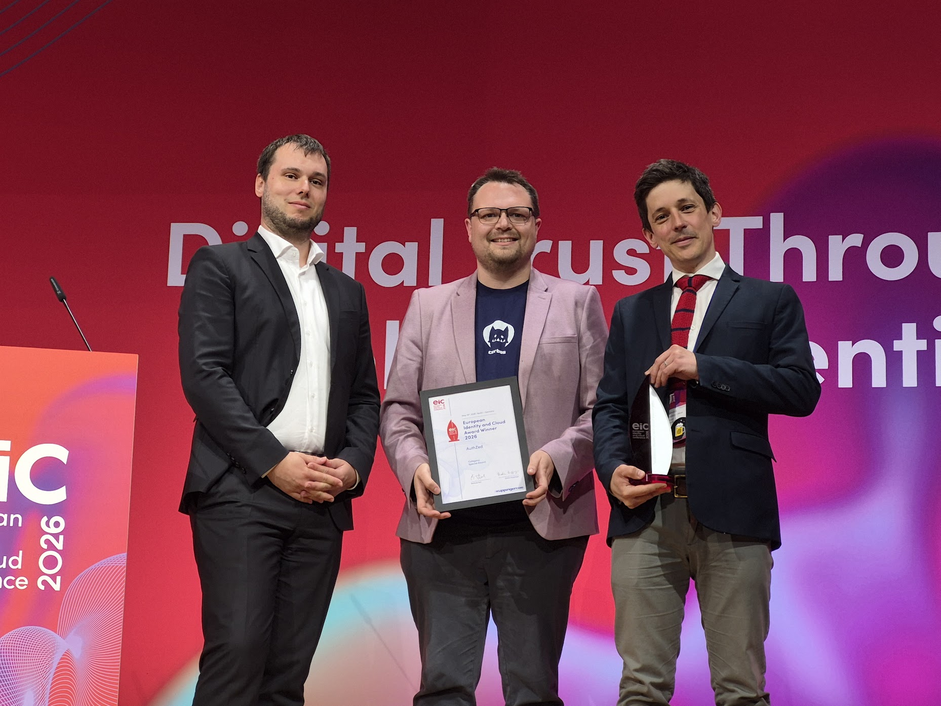 David Brossard accepting the authzen award at EIC