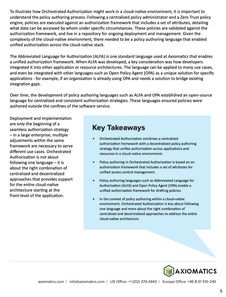 A look at the resource that explains the role of authorization in a cloud-native environment