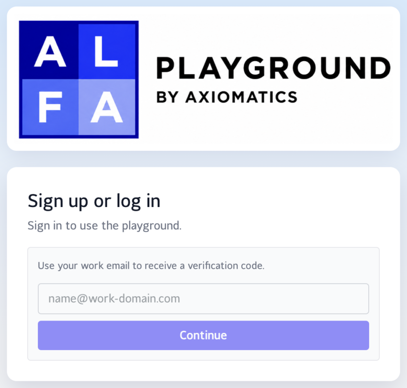 View of ALFA Playground Login